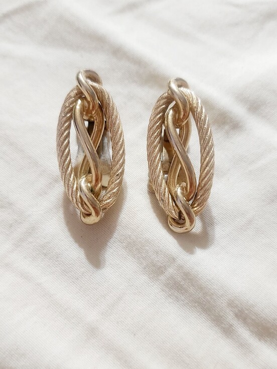 Coro Jewelry - Vintage Coro Signed Gold-Tone Rope Link Clip Earrings - Women's Jewelry